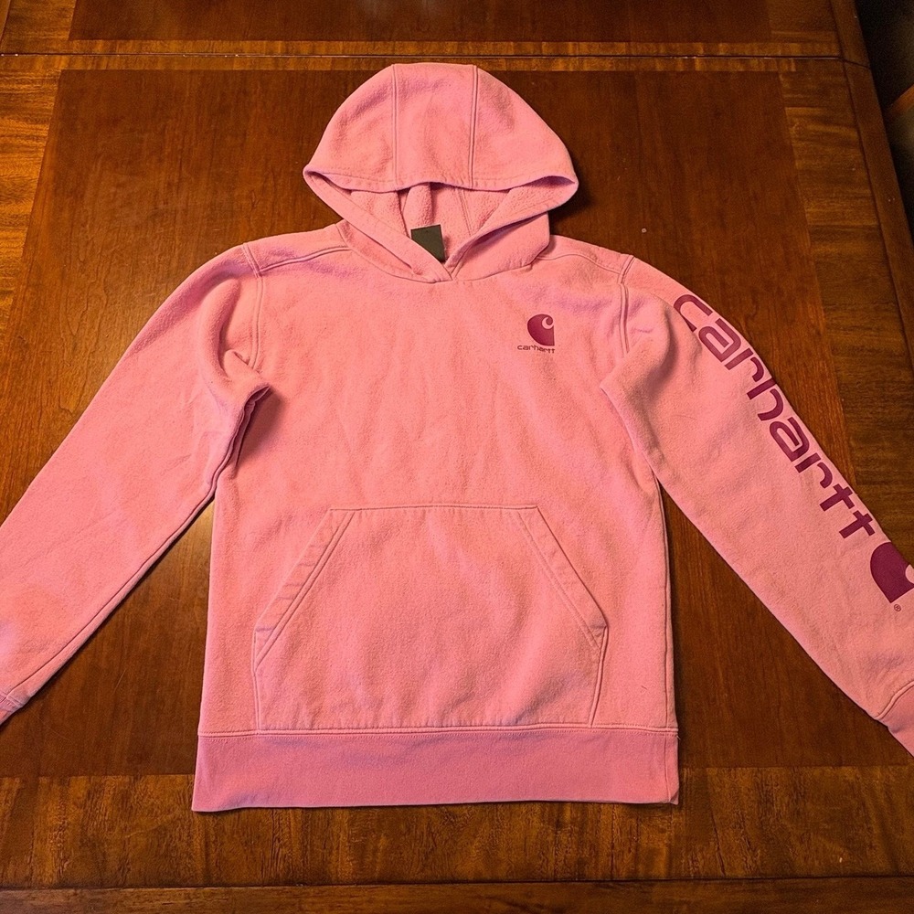 Carhartt Kids Pink Sleeve Logo Hoodie Medium (10)